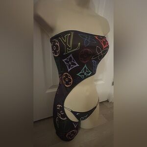 Black Monogram Cut-Out exotic dancewear
